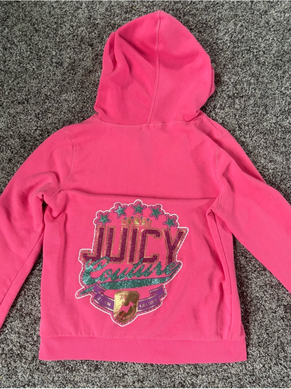 Juicy Couture Hot Pink Girls' Hooded Sweatshirt with Glitter Logo - Picture 1 of 6
